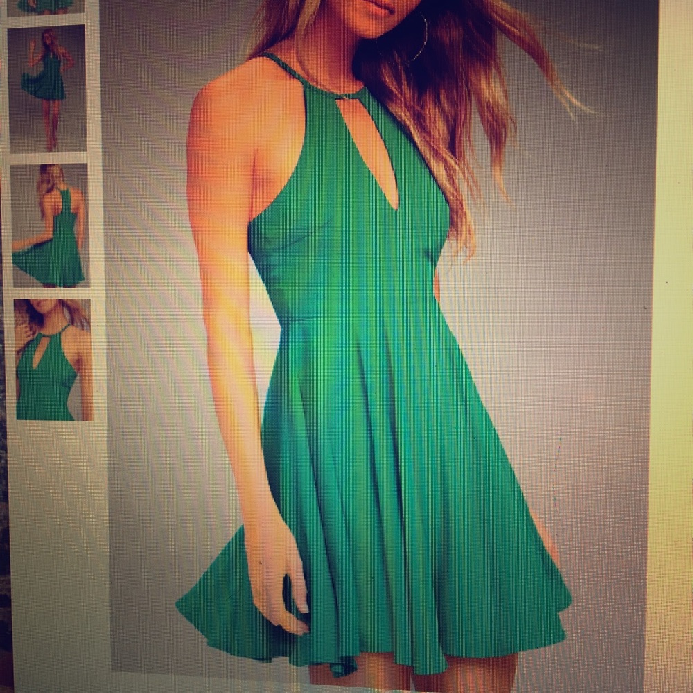 Lulu’s Glamorous Grace Green Skater Dress